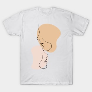 One Line Art Couple Line Art Couple Minimal Wall Art Face Line Art Minimalist Art T-Shirt